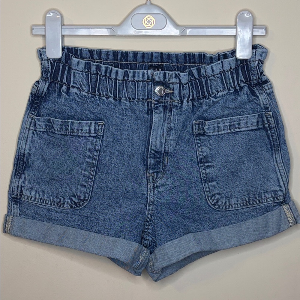 Gap High-Waist Denim Paperbag Mom Shorts - Blue Size 18